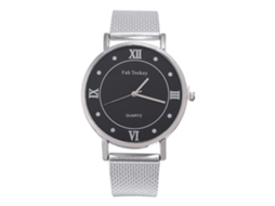 Relógio de Pulso Masculino Quartzo com Pulseira de Malha Mostrador Redondo Prata