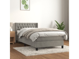 Vidaxl Cama Com Molas/colchão 100x200 Cm Veludo Cinza-claro