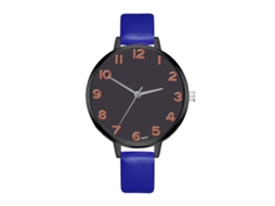 Relógio Feminino de Pulso Zhoulianfa Clássico Digital Quartzo Pulseira Couro Pu Azul