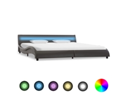 Estrutura De Cama C/ Leds 180x200 Cm Couro Artificial Cinzento