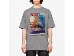 Rockinstone Jaws Movie Ski Shark Collage Heather Graphite Adult T-shirt Size:xxl
