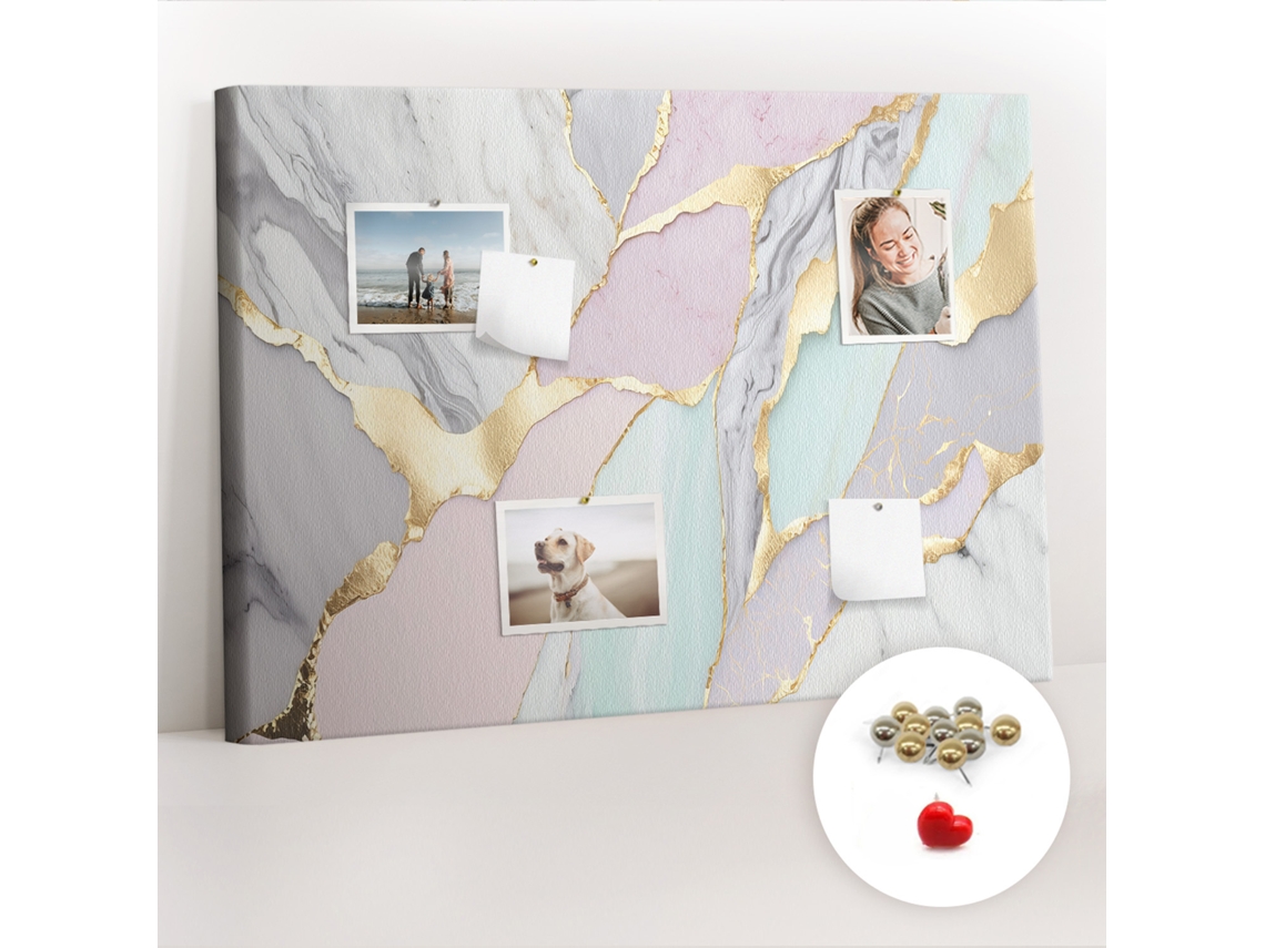 Quadro De Cortiça Com Impressão Padrão De Mármore Para A Sala De Estar Espelharte (70x100 Cm)