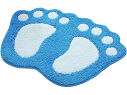 Tapete De Casa De Banho Absorvente Padrão Pés Grandes 48x67cm Azul