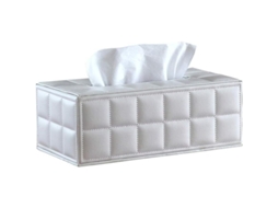 Caixa Papel Higiênico Couro Sintético, Armazenamento Para Lar, Escritório E Restaurante, Branco, 25x14x9,5 Cm