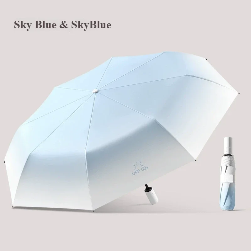 Guarda-chuva Automático Degradê (azul Celeste 6k), Guarda-chuva Duplo Extragrande, Dobrável