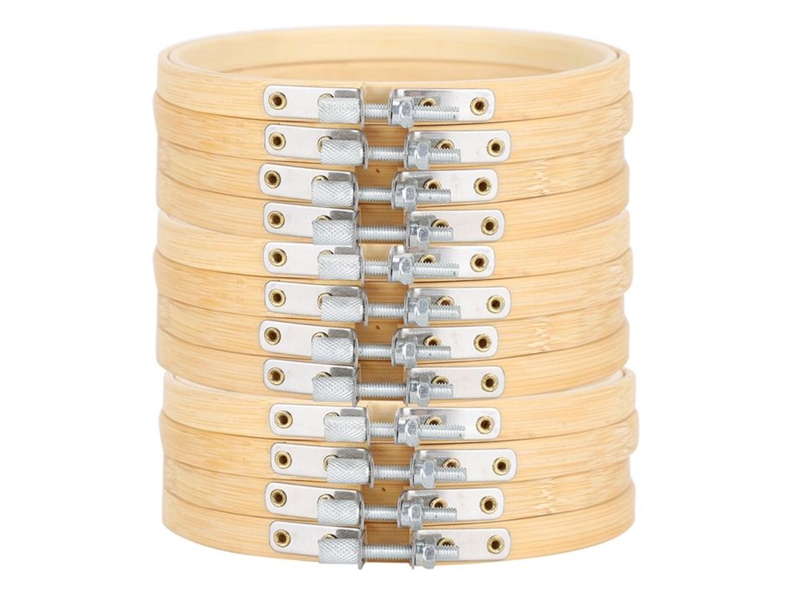 Conjunto De 12 Bastidores De Bambu De 13 Cm (5,1 Polegadas), Argolas Circulares Ajustáveis ​​para Ponto Cruz.