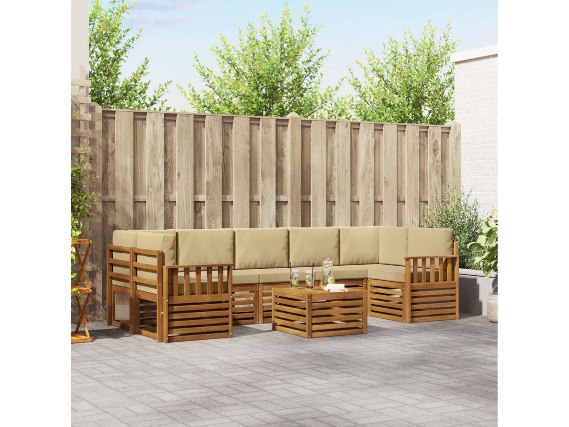 Vidaxl Conjunto De Sofás Para Exterior 8 Unid. Natural E Bege