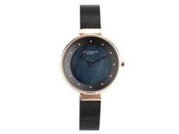 Relógio Feminino de Pulso com Pulseira de Malha Analógico Quartzo Resistente À Água Ouro Rosa