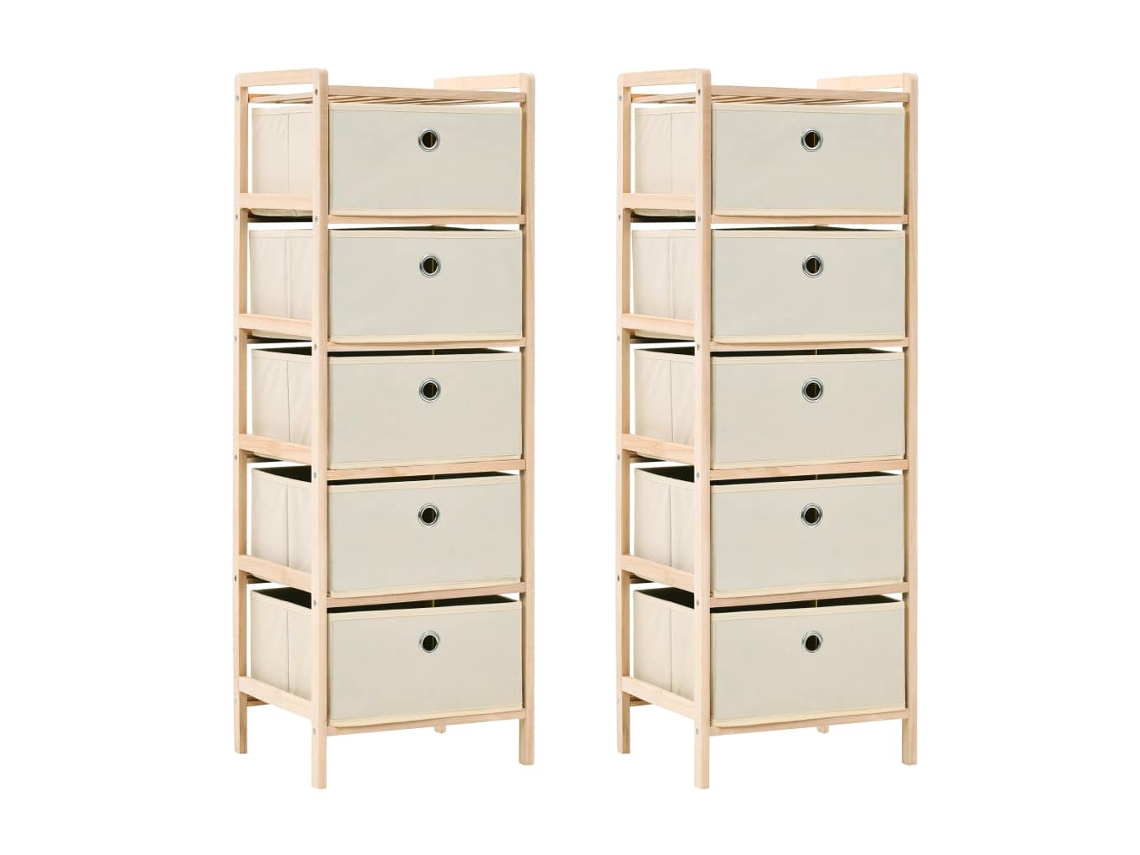 Vidaxl Prateleiras Arrumação C/ 5 Cestos Em Tecido 2 Pcs Cedro Bege