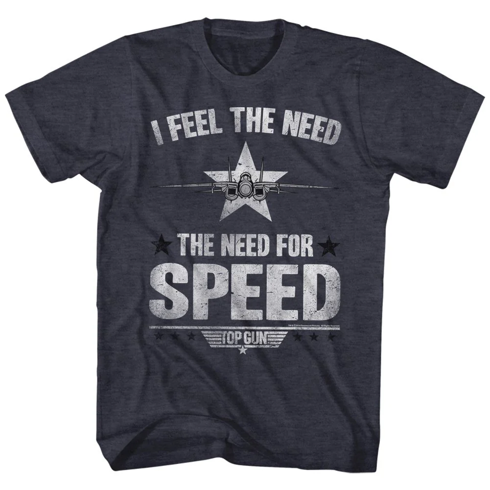 Unisex Adult T-shirt Rockinstone Top Gun Movie Need For Speed Heather Navy Sizexl