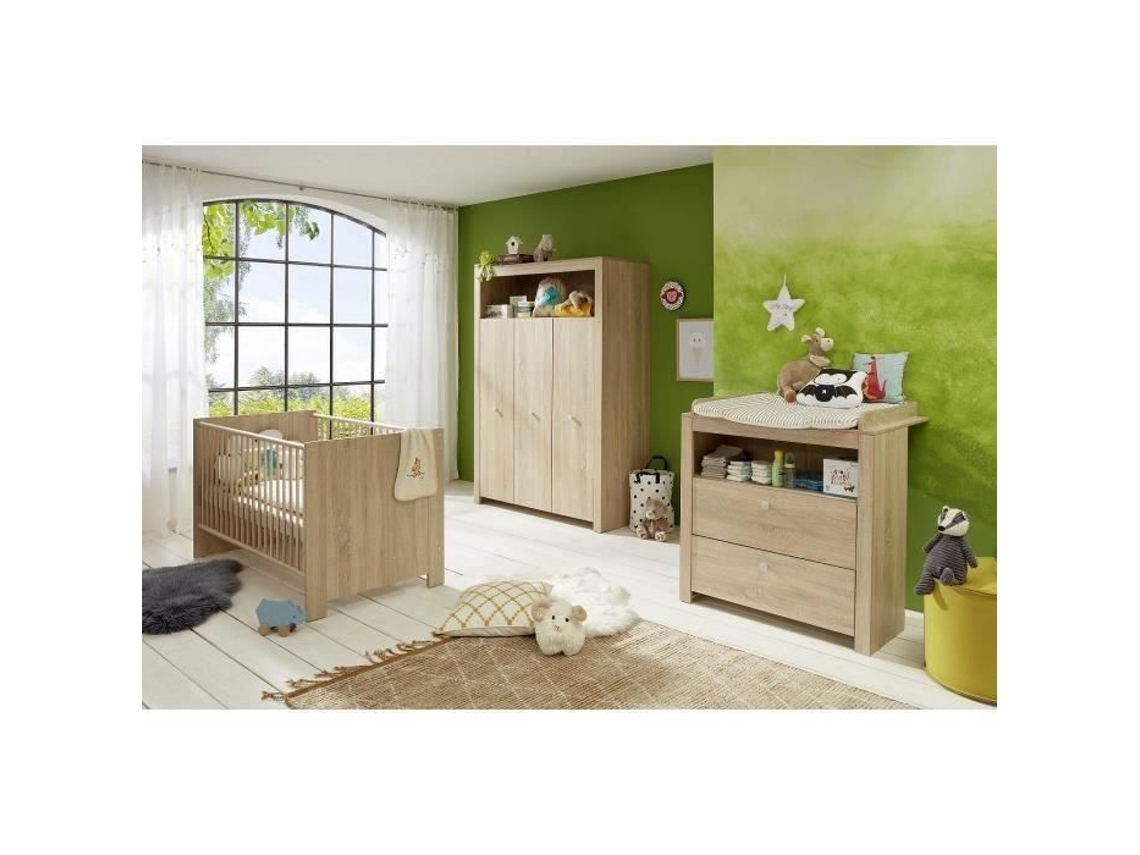 Quarto De Bebê Trio Cama 70 X 140 Cm Trocador Armário Olivia Carvalho Trend Team Trendteam