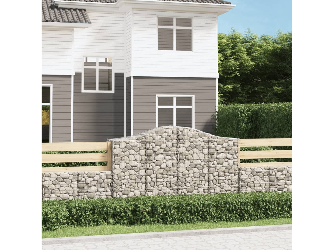 Vidaxl Cestos Gabião Arqueados 3pcs 200x50x120/140cm Ferro Galvanizado