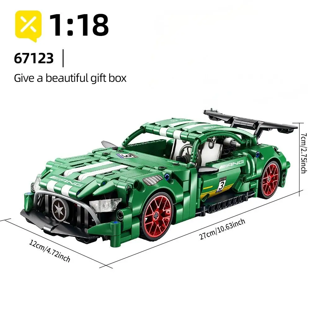 Conjunto De Blocos De Montar Para Carro De Corrida Em Escala 1:18 (456 Peças), Brinquedo Criativo Para Montar Veículos.