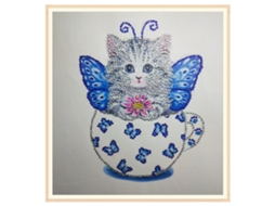 Pintura de Diamante DIY com Strass Bordado Gato | S/MARCA