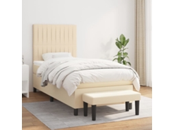 Vidaxl Cama Com Molas/colchão 80x200 Cm Tecido Cor Crème