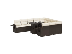 Conjunto 11 de sofás de jardim VIDAXL Marrom Rattan / Vime(100 x 55 x 73 cm)
