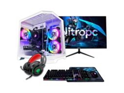 PC Gaming Nitropc Pack Silver Plus Branco – AMD Ryzen 5 5500, RTX 3050 8GB, 16GB DDR4, 1TB M2, Win11 Pro, Acessórios + monitor 24" FHD 165Hz IPS