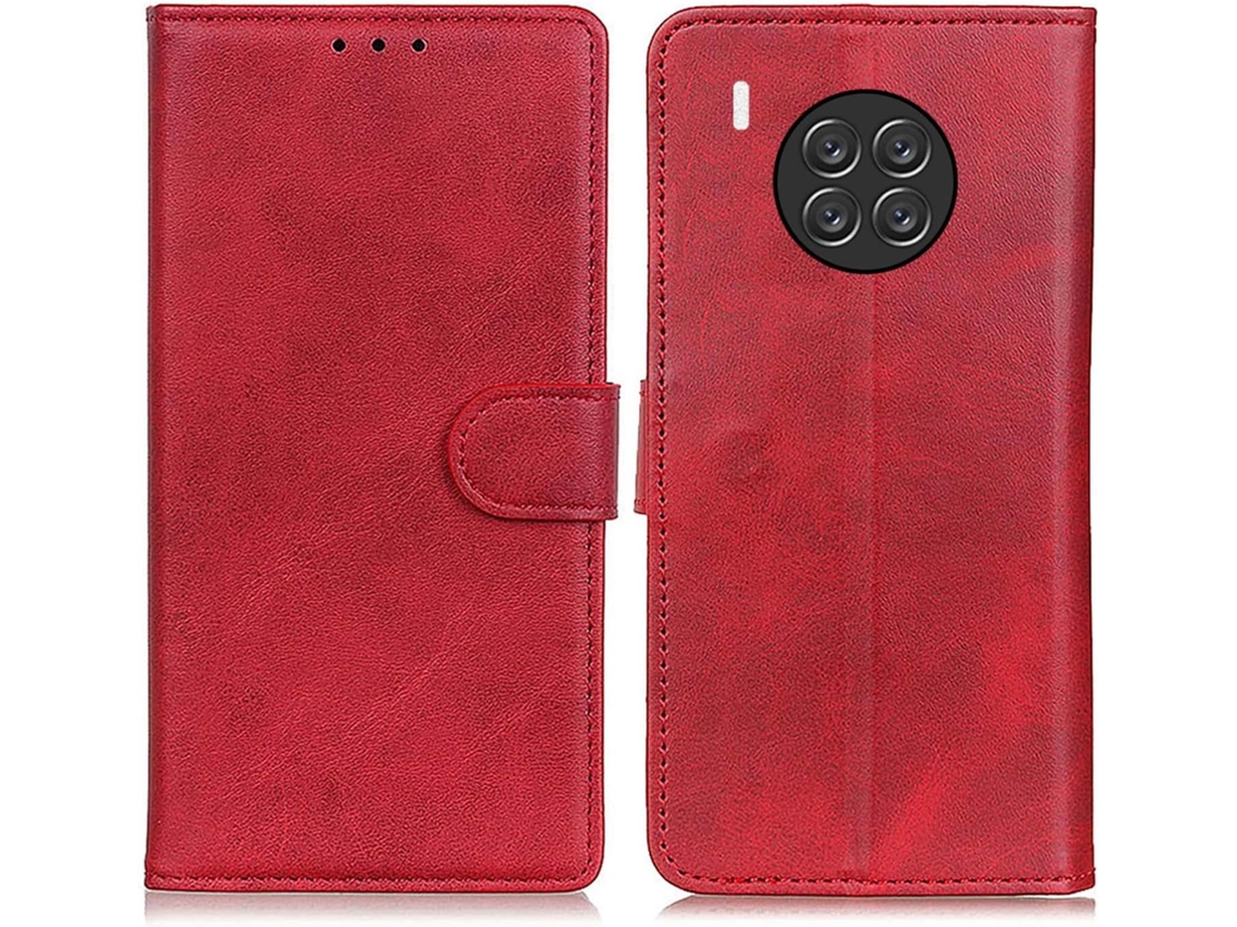 Capa Fólio Protetora Elegante Tipo para Huawei Nova 8I HONGWE. Pele Sintética Anti-Choque Vermelho