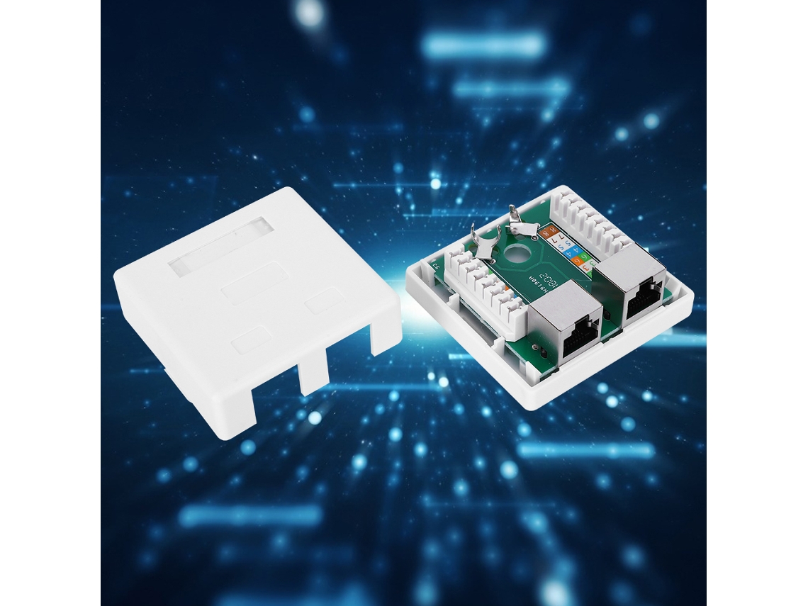 Adaptador De Conexão De Parede Super 5 Shield Rj45-8p8c Com 2 Portas Para Extensão De Mesa