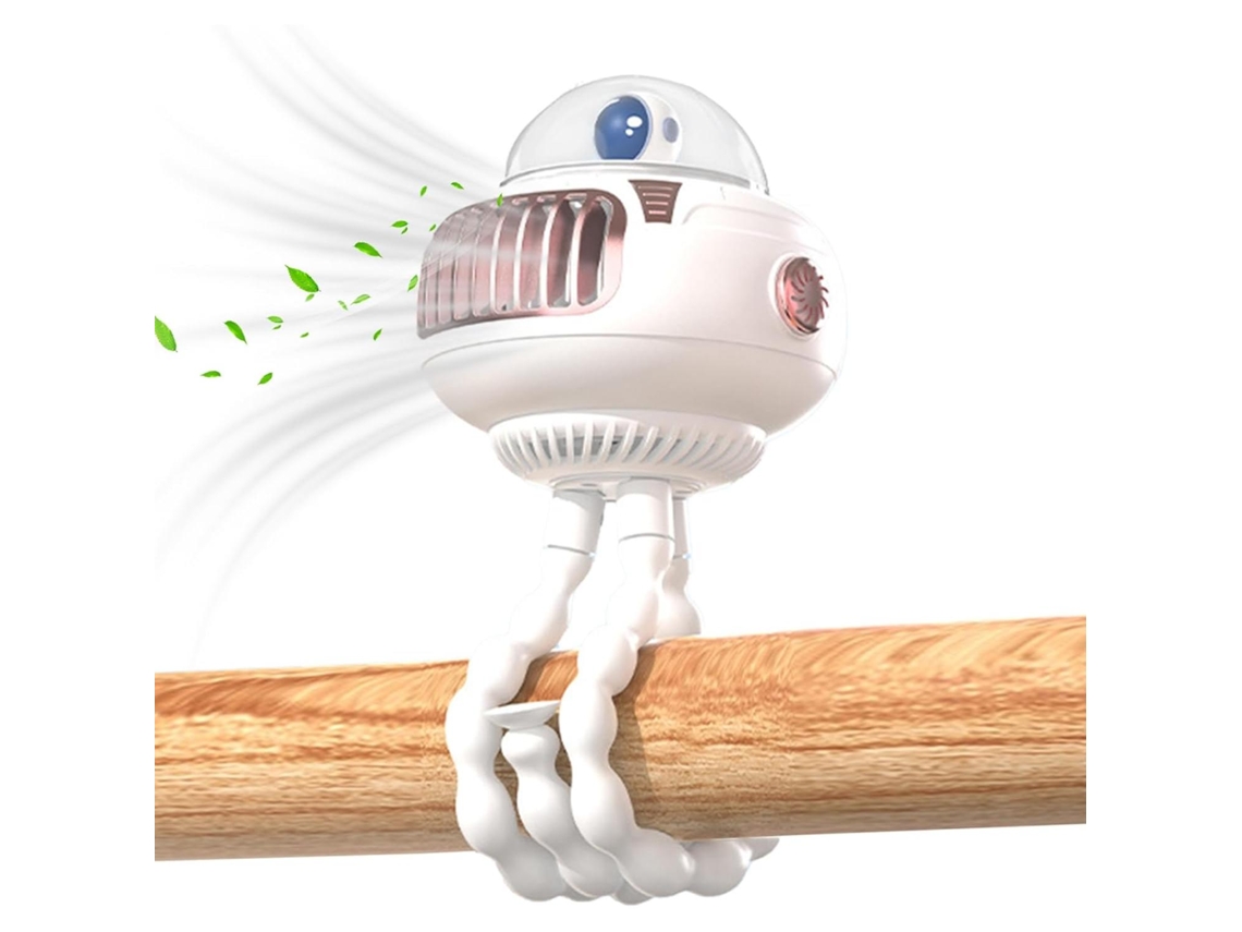 Ventilador de carrinho de bebê MDUG, mini polvo, recarregável USB, velocidade ajustável