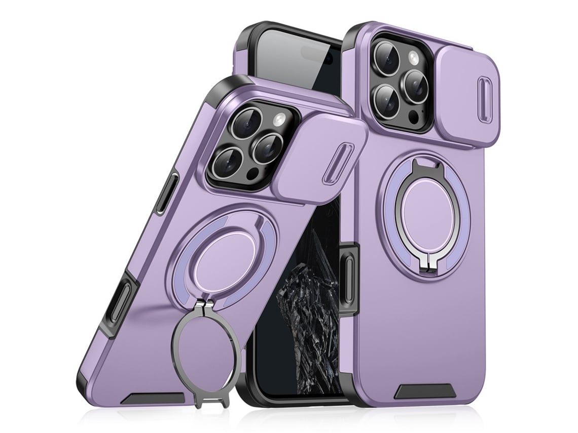 Adequado Para Iphone 11 Capa De Telemóvel, Com Suporte Rotativo E Tampa Da Câmera Roxo