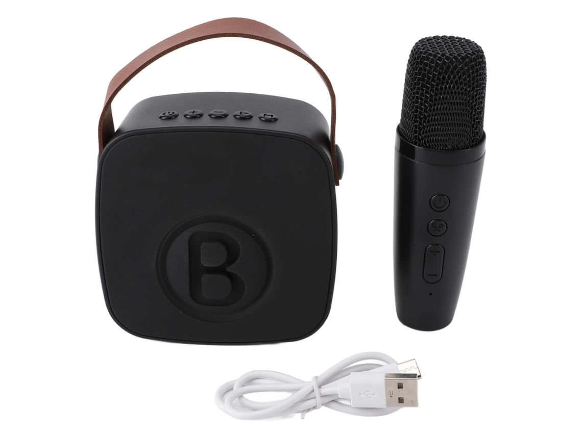 Mali mini Máquina de Karaokê Portátil Bluetooth com Microfone para Crianças Preto
