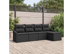 Vidaxl Conjunto De Sofás 5 Unid. Preto Vime Pe