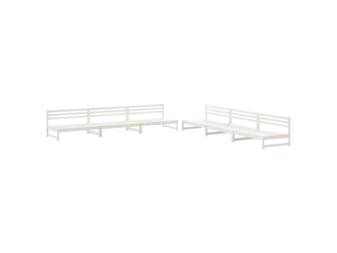 6 Pcs Conjunto Lounge de Jardim Pinho Maciço Branco MAISON EXCLUSIVE