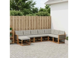 Vidaxl Conjunto De Sofás Para Exterior 8 Unid. Natural E Cinza Claro