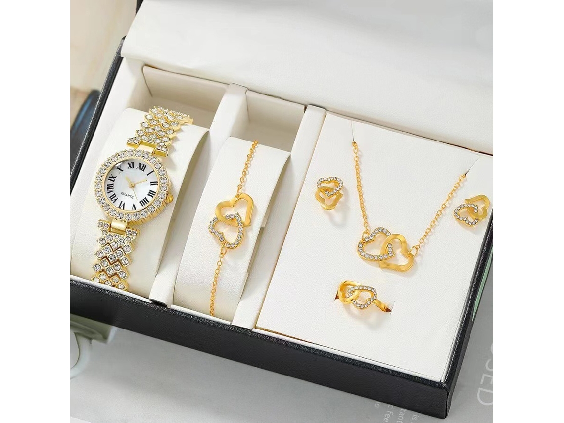 Conjunto de Presente Feminino com Relógio de Pulseira de Malha e Caixa Laranja SPQMENT