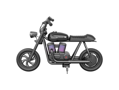 Moto Chopper Elétrica para Crianças HYPER GOGO Pioneer 12 Plus 24V 5.2Ah 160W Faixa Superior de 12 Km Preto