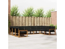 Vidaxl Conjunto De Sofás Para Exterior 9 Pcs Natural E Preto