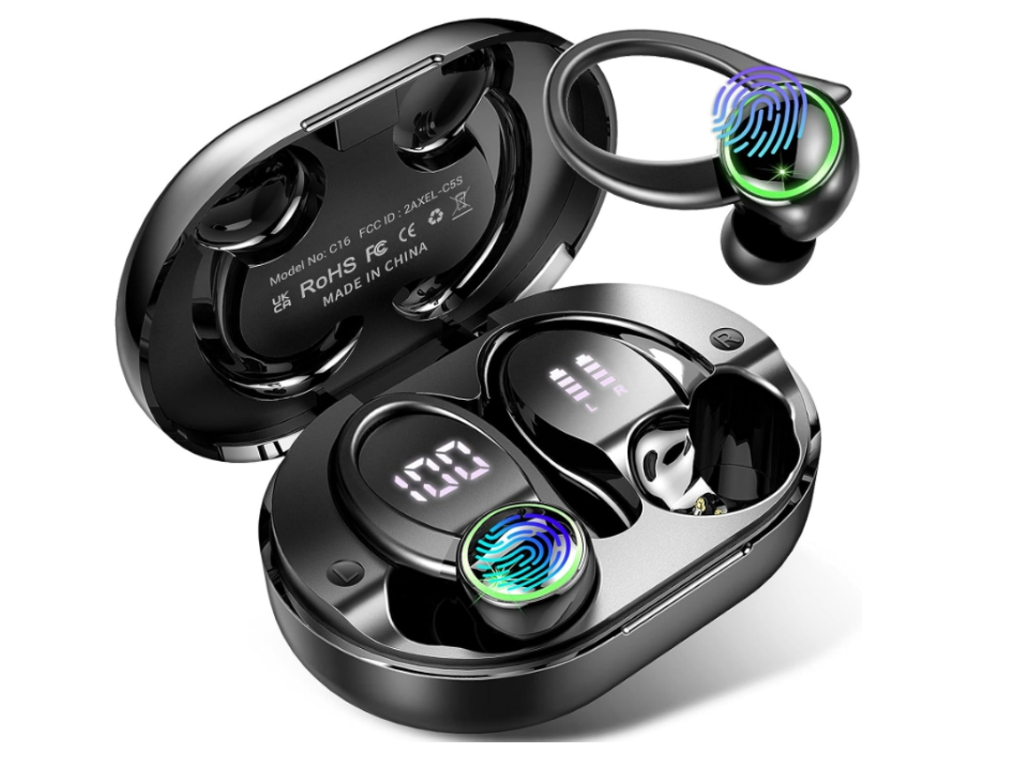 Fones Intra auriculares C/ Microfone Bluetooth 5.2 Display Led, Verdadeiros Sem Fio, Ipx5 Preto JIAPEI