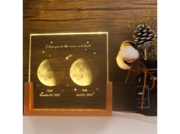 Luminária Noturna Personalizada Com Fases Da Lua Em Cristal, Nome E De