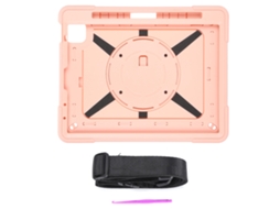 Capa protetora para iPad Air 4 10.9 com suporte giratório e passador de cinto em rosa claro e dourado
