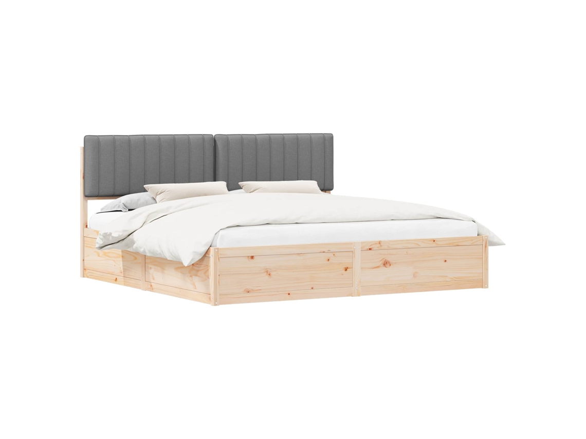 Estrutura de Cama com Cabeceira Estofada Cinzento Claro MAISON EXCLUSIVE
