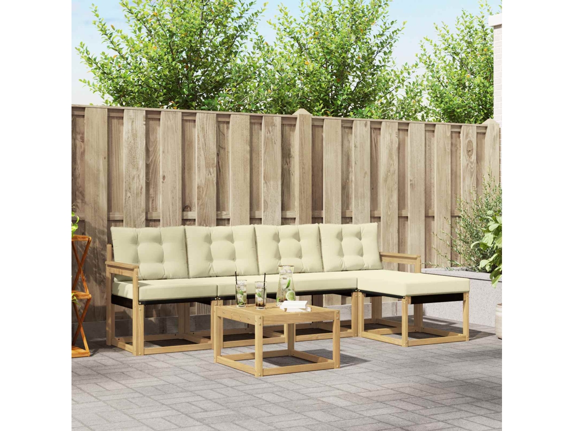 Vidaxl Conjunto De Sofás Para Exterior 6 Unid. Branco E Creme