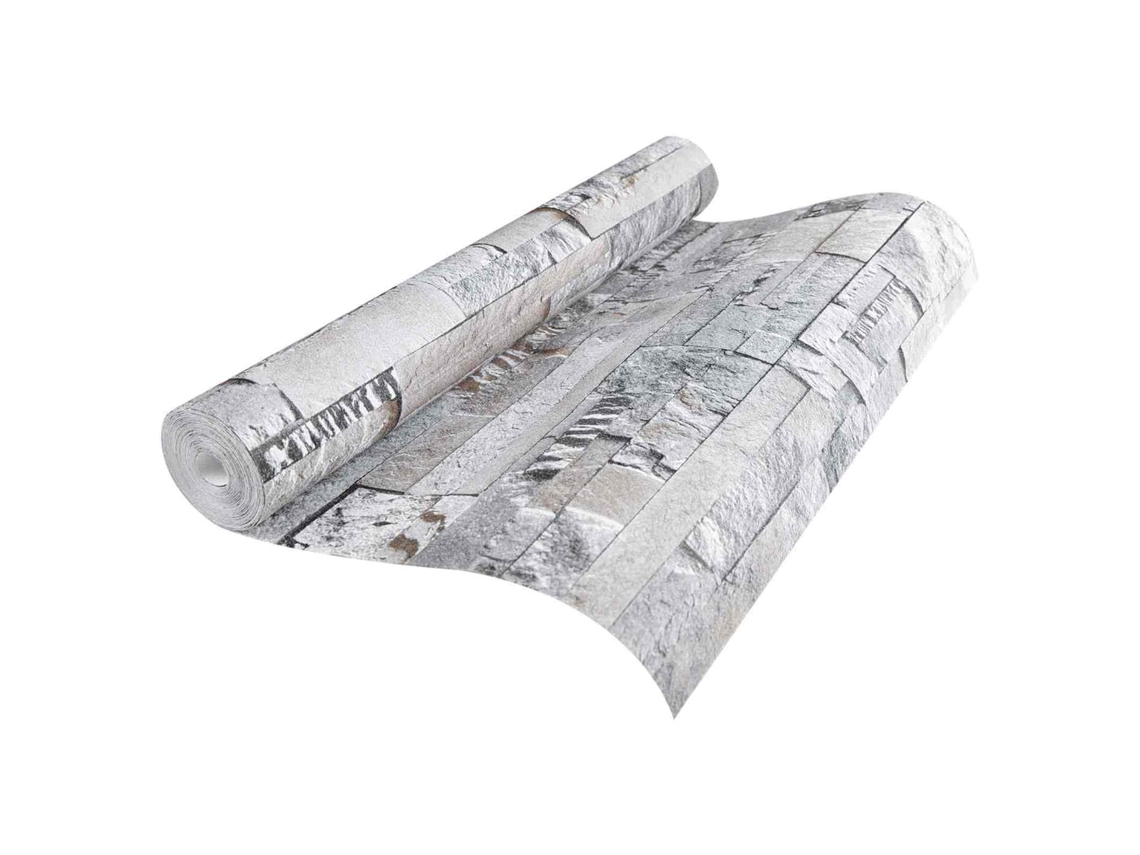 Vidaxl Papel De Parede 3d De Pedra Cinzento 10 X 0,53 M