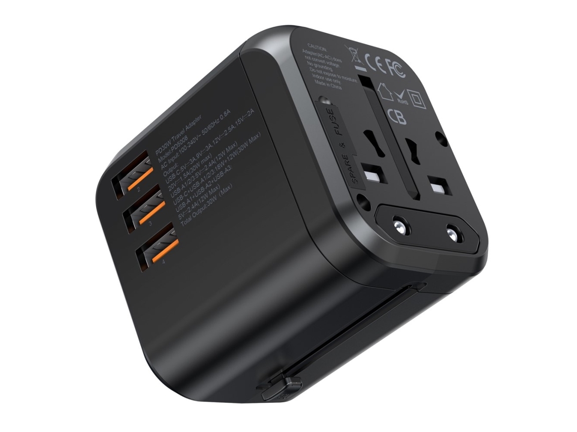 Carregador Choetech Pd 35w Com 3 Portas Usb, A E 1 Porta Usb, C, Preto(216 X)