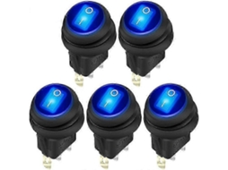 Interruptor Basculante À Prova D'água 12v 20a Com Led Azul Iluminado, Redondo, Liga/desliga, 3 Pinos, 12 Volts, Resistente Às Intempéries