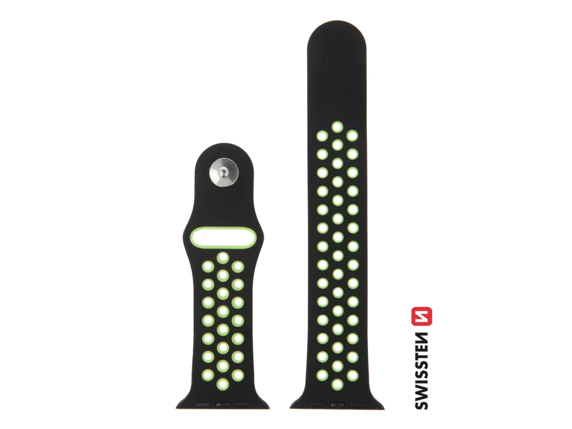 Bracelete Apple Watch 42/49 mm SWISSTEN Sport (Preto/Verde)