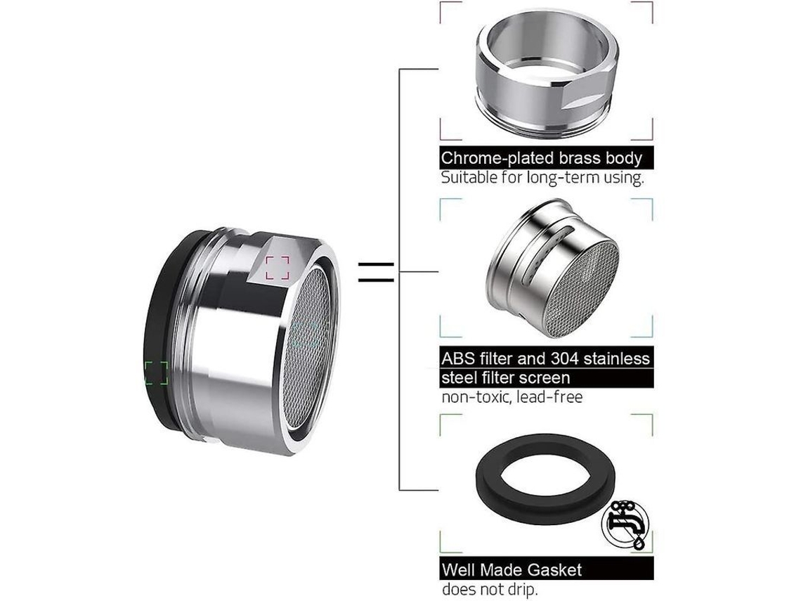 4 Aeradores de Torneira com Filtro e Rosca Interna para Cozinha e Banheiro 24mm | S/MARCA