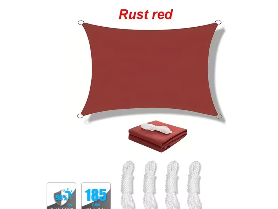 Toldo Vela De Sombra Impermeável E Proteção Uv Com Cordas Para Jardim E Pátio,vermelho/2x2m Gertiz