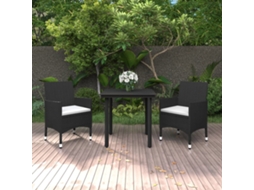 Vidaxl 3 Pcs Conjunto De Jantar P/ Jardim C/almofadões Vime Pe E Vidro