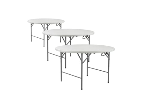Pack 3 Mesas Redondas Dobráveis ??para Restauração Efeito Granito 120x74cm Thinia Home