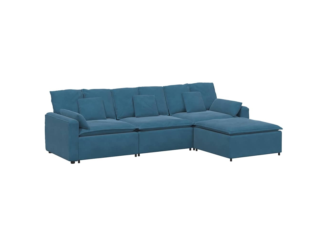 Sofá Modular Vidaxl Azul Veludo