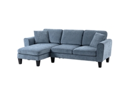 Sofá de Canto L, 2 Almofadas, Carga 200kg, 230x138x87cm, Azul Escuro