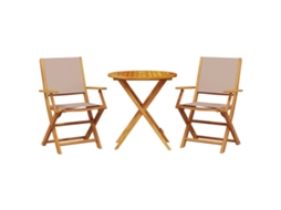 Conjunto de 3 Pcs de Bistrô em Tecido e Madeira Maciça Cinza acastanhado MAISON EXCLUSIVE