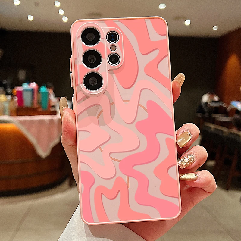 Capa Magnética Para Celular Galaxy A34 Com Estampa Listrada (rosa).