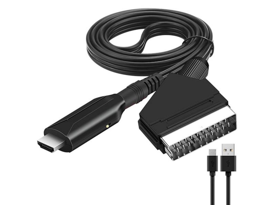 Adaptador De Conversão Scart Para Hdmi, Conversor De Vídeo E Áudio 1080p